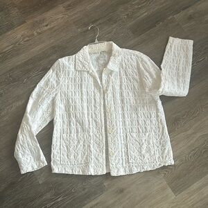 White textured cotton blazer